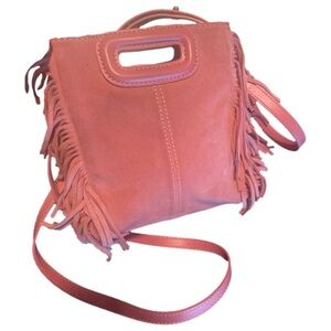 Maje Pink Crossbody Bag with Fringe